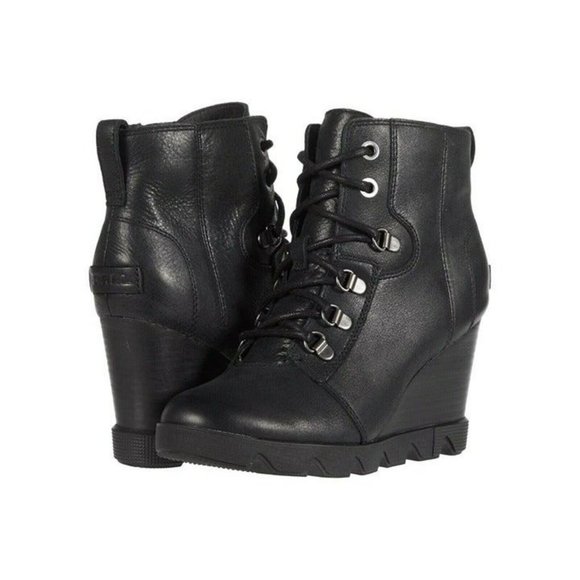 Sorel Shoes - Sorel Women's Joan Uptown Lace Bootie Waterproof Black Leather Size 8 M